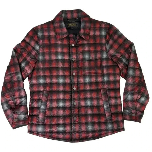 Pendleton Montecello Red Plaid Down Filled Quilted Puffer Jacket Men's Size L - Picture 2 of 8